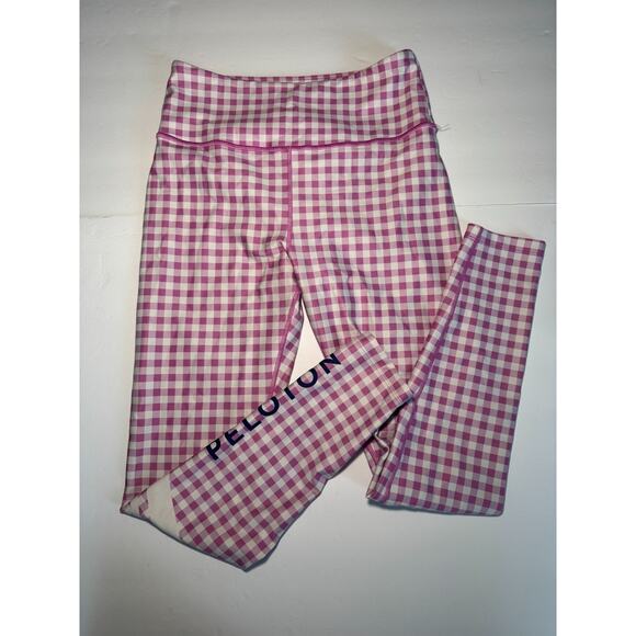 peleton Pants - Peloton Leggings Womens Medium Pink Gingham Check High Rise Athletic Yoga Pants
